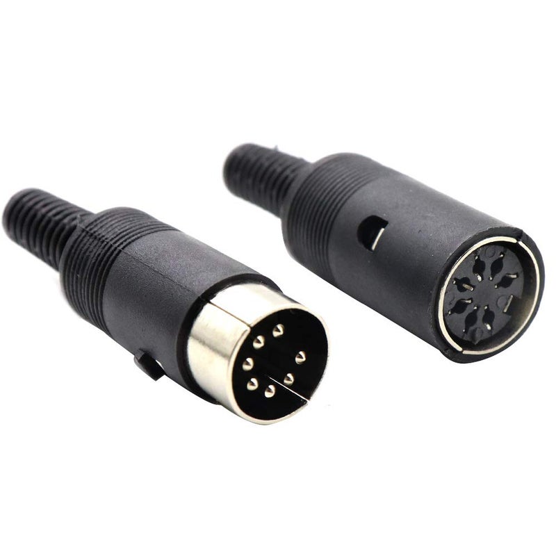 Hxchen 2 Sets 7Pin Female + Male DIN Adapter Socket Audio AV Connector Black - Image 3